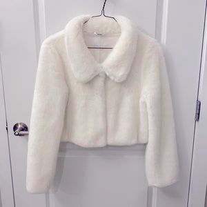 Unreal Fur Faux Fur Tirage Cropped Jacket - White, Size Medium